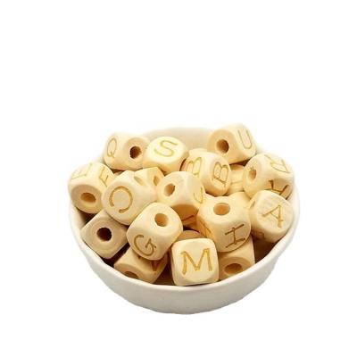 China Jewelry Making 10mm 20mm Unfinished Alphabet DIY Wood Carve Bead Bracelet Beads Bracelet Crafts Necklace OEM Jewelry Making for sale