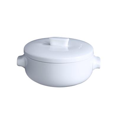 China Latest Color Products OEM ODM Viable Innovative White Durable Porcelain Soup Pot Decorative Bowl With Lid for sale