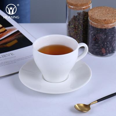 China Viable Wholesale Simple White Ceramic Porcelain Tea Cappuccino Classic Ethiopian Coffee Cup Set With Saucer for sale