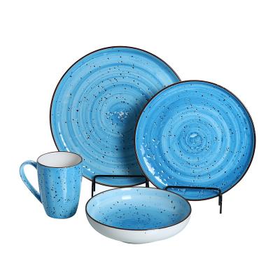 China 16pcs Chaozhou factory color porcelain serving dishes and cup viable hot selling cookware sets for household for sale