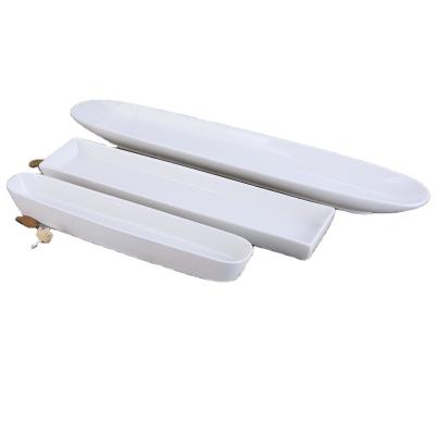 China Sustainable Wholesale White Long Porcelain Snack Oven Ceramic Bread Dishes Set For Sale for sale