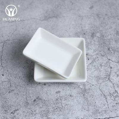 China Cheap Small Size Porcelain Dish Customized Sustainable Square Dish Sauce Dish for sale