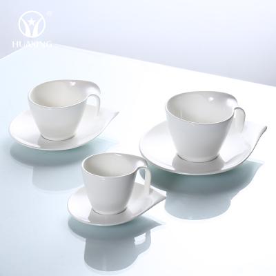 China Sustainable Wholesale Porcelain Water Drop Shape Coffee Vintage Tea Cups With Saucers For Home And Hotel Cheap Price for sale