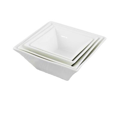 China Sustainable Factory Chaozhou Salad Bowl Induction Microwave Safe White Porcelain Square Bowl For Sale for sale