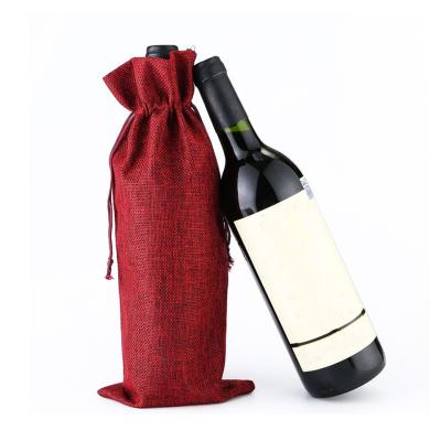 China Promotion Christmas Wine Bottle Gift Bag Drawstring Bag Champagne Bottle Packing Bags Covers for Wedding Party for sale