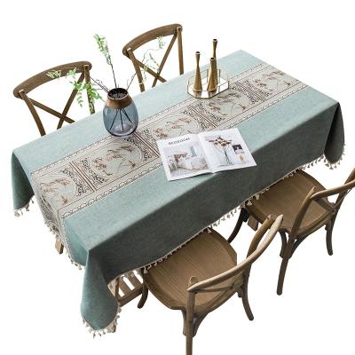 China Durable Christmas Table Cloth Rectangle Linen Tablecloth With Tassel For Kitchen Dining Party Table Decoration for sale