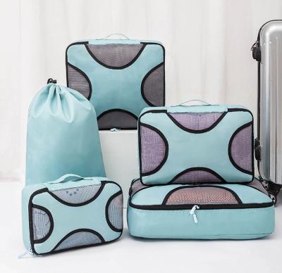 China Handbags With 5 Sets Cube Pockets Lightweight Waterproof Packing 5 Various Sizes Luggage Packing Cube Compression Travel Luggage Packing Organizer for sale