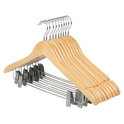 China CLASSIC wholesale multifunctional high grade solid wooden suit hangers clip hangers for pants for sale