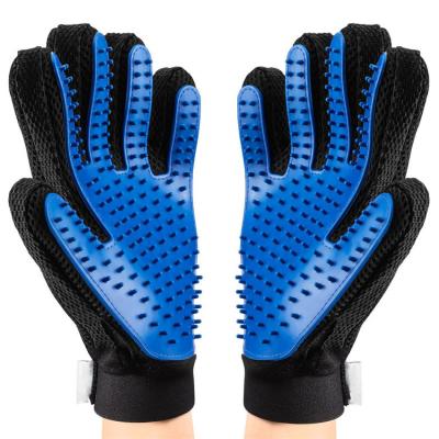 China Stocked Custom Sarung Tangan Haiwan Kesayangan Peliharaan Deshedding Silicone Pet Dog Cat Grooming Gloves Five Finger Glove for sale