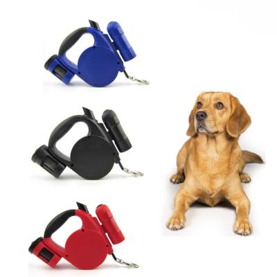 China Custom Logo Designer Custom 16 Leash Safely Walking Automatic 5M 8M Pets Dog Retractable 26 Ft With Led Flashlight Waste Box for sale