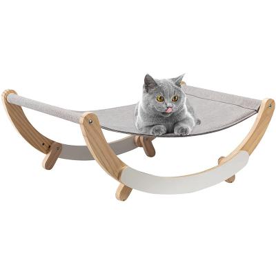 China Warm Pet Wooden Cat Travel Swing Bed Hammock Cat Bed Handmade Wooden Cat Hammock for sale