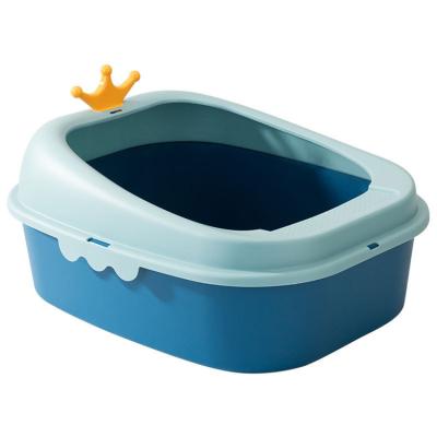 China Hot Selling Detachable Pet Stored Cat Litter Box Toilet Sandbox Large Space Splatter Proof Luxury Partially Enclosed Deodorizer for Kittens Cats for sale