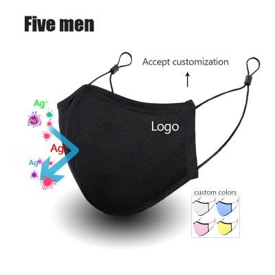 China Multifunctional Custom Silver Cotton Ion Mask Five Colors Logo Label Washable Reusable Maskes for sale