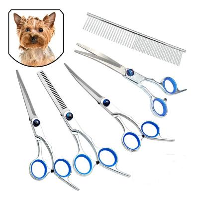 China Stocked Pet Grooming Scissors Set with Safety Round Tip Cat Dog Hair Cutting Tool Dog Grooming Scissors Kit for Dog Cat Hair Care for sale