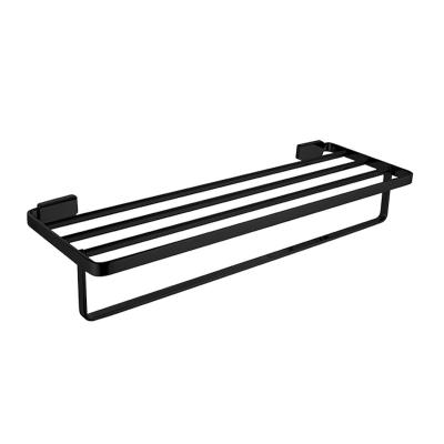 China Fashion Yukde New Product Stainless Steel Material Matt Black Wall Mounted Bathroom Two-Layer Towel Rack for sale