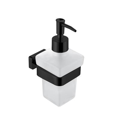 China Yukde Factory Price SUS304 Modern Stainless Steel Matt Black Bathroom Accessories Wall Mounted Glass Soap Dispenser With Holder for sale