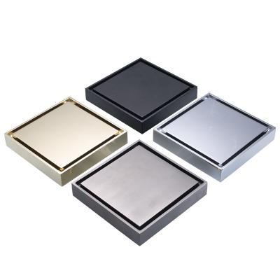 China Modern Hot Selling Yukde Copper Mirror Polish Gold Chrome Black Gun Gray Square Invisible Shower Drain for sale