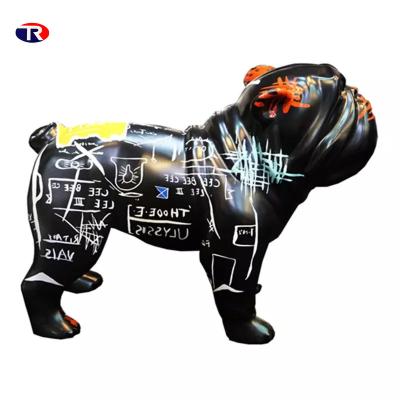 China Modern Art Gallery Decoration China Creativity Pop Colorful Graffiti Office Ornaments Print Resin Dog French Bulldog Figurines for sale