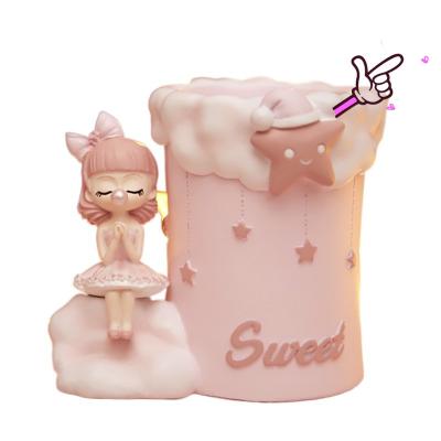 China Hot sale china bubble princess girl resin craft sweetheart birthday students kids pen stand cute decoration hand made craft for sale