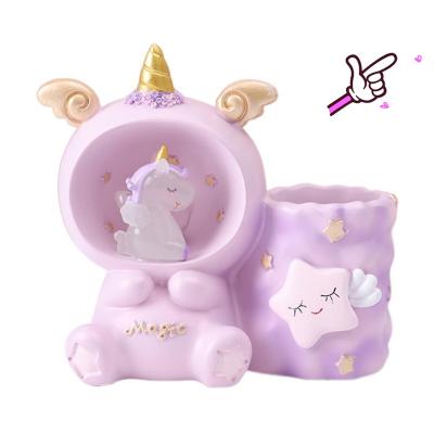 China New Style Manufacturers China Young Unicorn Downlight Pen Storage Desk Student Supplies Resin Crafts And Arts Home Decoration for sale