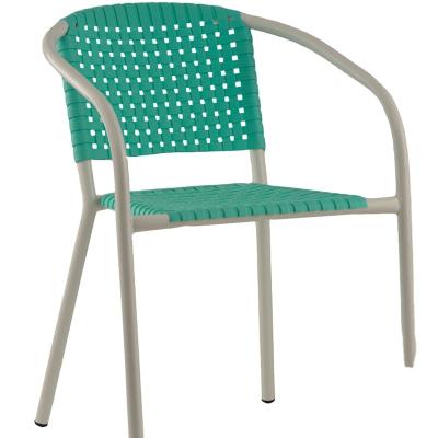 Китай Modern Stackable Plastic Woven Outdoor Rattan Garden Chair With Metal Legs продается