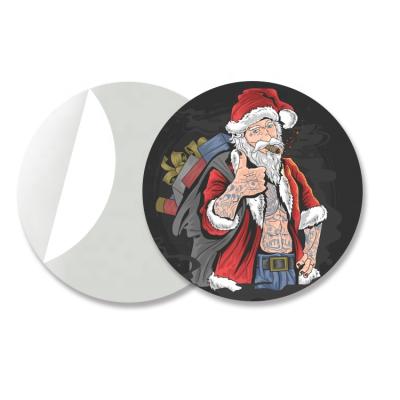 China Decorative Flip Lenticular Sticker Diecut Round Shape 3d Printing Lenticular Sticker with Santa Claus Stickers for sale