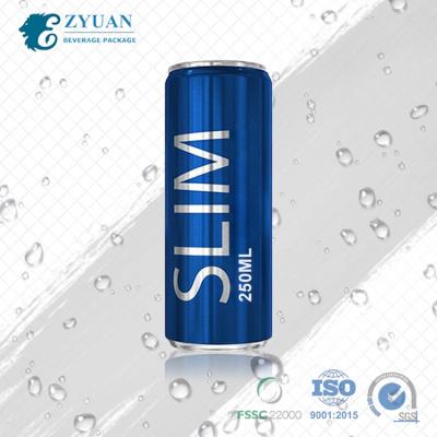 China Free Sample 250ml Slim Empty White Empty Beverage Silver Empty Custom Printed Aluminum Beverage Cans for sale