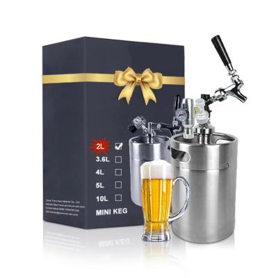 China 2L 4L 5L 10L Beer Dispenser System Stainless Steel Keg Empty Draft Beer Logo Printed Mini Beer Keg Mini Keg for sale