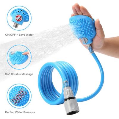 China Stocked Silicone Pet Shower Washing Bathing Grooming Glove Sprayer For Dogs And Cats for sale