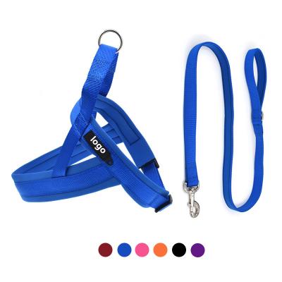 China BSCI Padded Logo Eco Friendly Training Neoprene Custom Made Mesh Padded Pet Dog Harness and Leash for sale