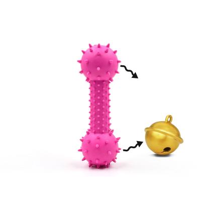 China Pink Viable Christmas Toy With Bells Interactive Rubber Puppy for sale