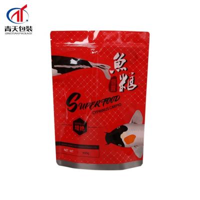 China Food Plant Red Stand Up Bag Koi Fish Pet Food Pouch for sale