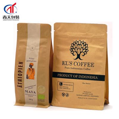 China Coffee Packaging Paper Flat Bottom Zipper Stand Bag Moisture Proof Biodegradable Pouch For Milk Powder for sale