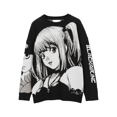 China 2021 Custom Anti-Wrinkle Mens Hip Hop Streetwear Sweater Japanese Style Anime Girl Knitted Mens Sweater for sale