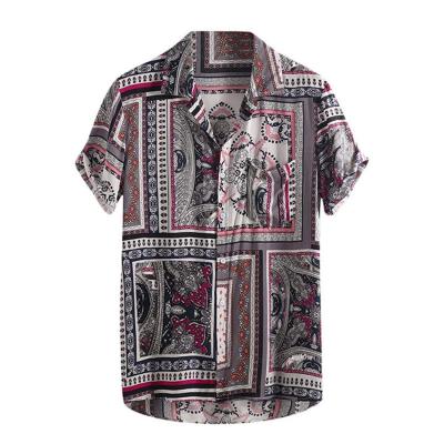 China Breathable Hawaiian Trend Faked Summer Silk Beach Fashion Casual Soft Printing Men's Shirt Short Sleeve for sale