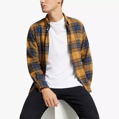 China High Quality Warm Color Spring Product Plaid Flannel Men's Long Sleeve Breathable Shirt for sale