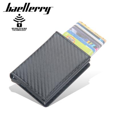 China 2021 small PU leather men baellerry RFID card holder baellerry clip id card holder waterproof automatic instant wallet for sale