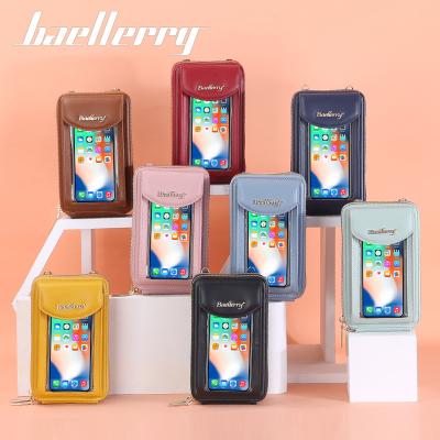 China BAELLERRY fashion lady bag mobile phone bag women new style waterproof Korean touch screen double zipper one-shoulder diagonal wallet for sale