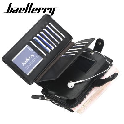 China 2020 vegan baellerry fashion vintage pu large capacity phone waterproof leather wallet men's card holder for sale