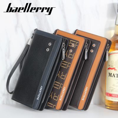 China RFID 2022 baellerry team rfid wallet business letter zipper mobile phone purse along clutch leather wallet blocking wallets for men for sale