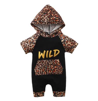 China Casual Hooded Monogram Print Leopard Print Short Sleeve Harpy Onesie Creep Costume for sale