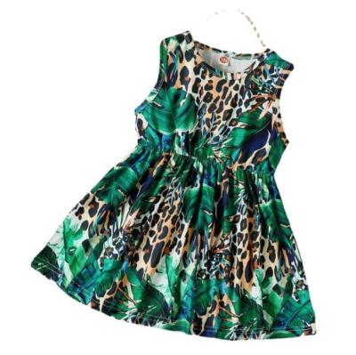 China Children's casual printed European and American style leopard print dress sleeveless girl for sale