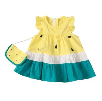 China Infants And Children Summer Sleeve Dress Bag Girl Watermelon Casual Ruffled Little Skirt for sale