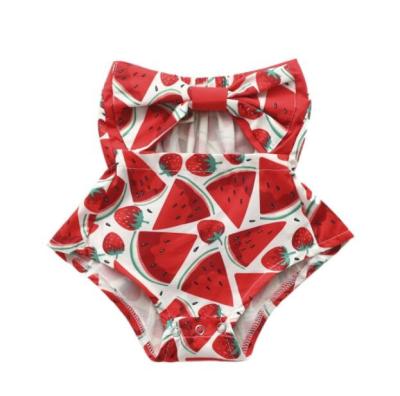 China European and American baby new casual summer watermelon print ha-bowknot handsome rising suit for sale