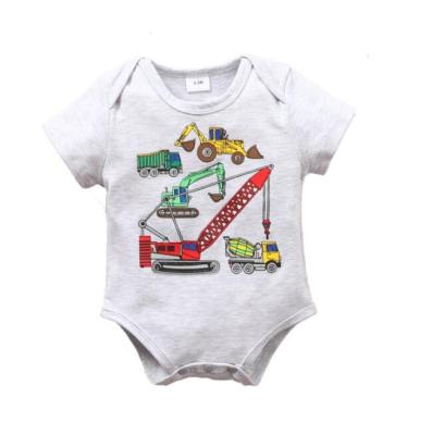 China Vehicle-printed triangle ha-YI crawling short-sleeved construction suit casual infants and toddlers for sale