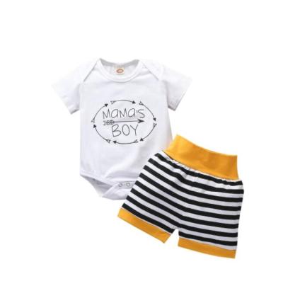 China New Baby Casual Letter Sleeve Halter Stripe Short Pants Set Europe And The United States Mother Two Sets for sale