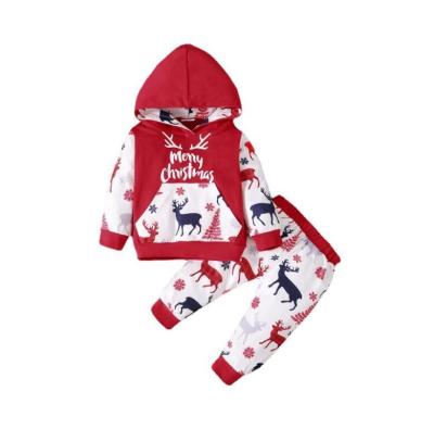 China Christmas cartoon pajamas English alphabet printing purse cute animal hooded jacket baby hooded pants suit for sale