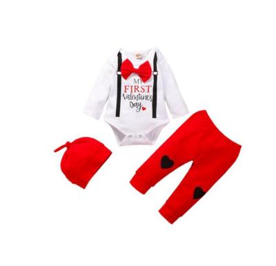 China The three-piece wear of the new European and American fashionable bow love baby children's Valentine's Day casual infant for sale