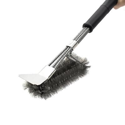 China Easily Cleaned Stainless Steel Long Handle Barbecue Grill Cleaning Brush for sale