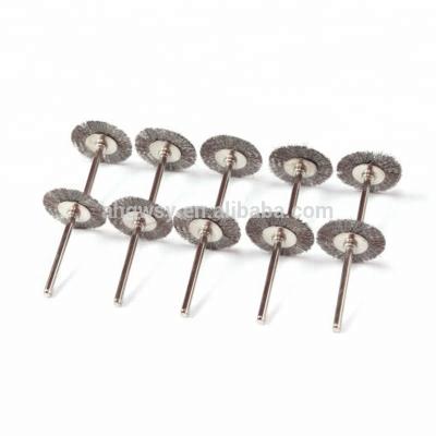 China Mini Die Grinder T Crimped Steel Wire Brush With 3mm Shaft Dremel Rotary Tool Die Grinder Removal Wheel Brush for sale